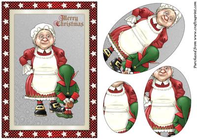 Mrs Claus and Elf Oval Pyramid