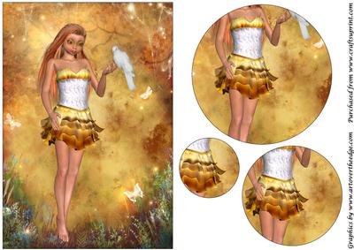 Girl and White Dove Circle Pyramid