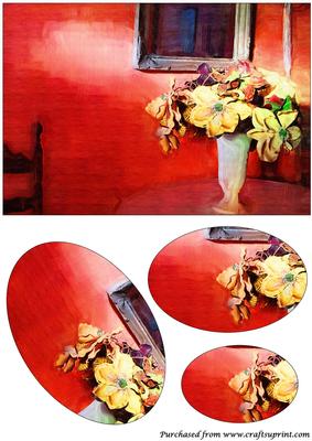 Flower Vase Painting Oval Pyramid
