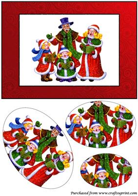 Christmas Carolers Oval Pyramid