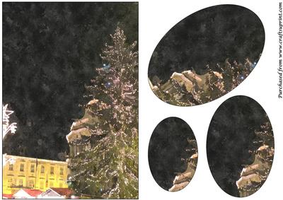Christmas Tree Watercolour Oval Pyramid