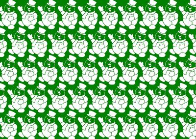 Christmas Snowman Green White Background