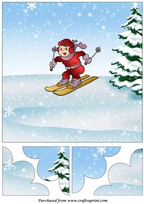 Skiing Girl Quadro Petal Corner Stacker