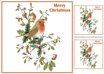 Christmas Robin on Branch Topper 2