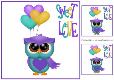 Lilac Owl with Balloons Topper