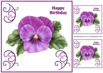 Purple Pansy Topper 8x8