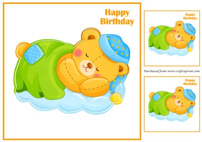 Teddy Bear Sleeping Topper 8x8