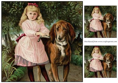 Vintage Girl and Dog Topper