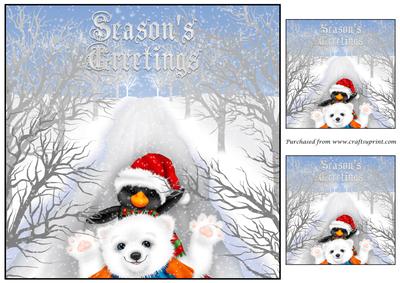 Christmas Penguin and Bear Topper