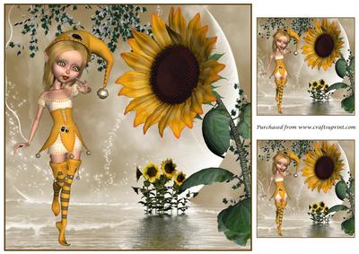 Cute Girl Elf and Sunflower Topper