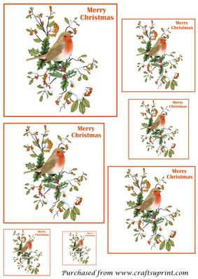 Christmas Robin on Branch Toppers 2
