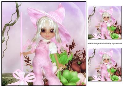 Cute Pink Halloween Witch Topper