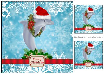 Santa Dolphin with Wreath Topper