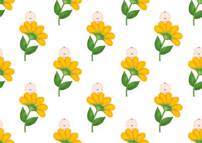 Baby Boy in Flower Backing Paper