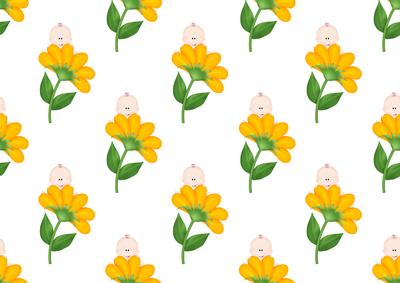 Baby Girl in Flower Backing Paper