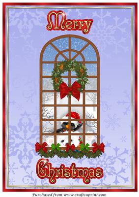 Christmas Window with Penguin and Polar Bear A4
