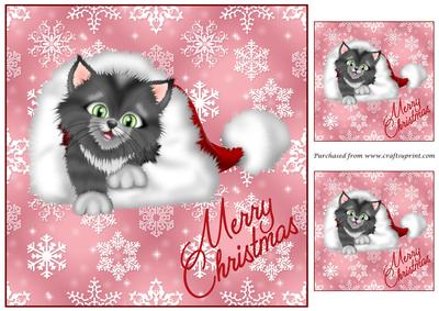 Kitty in Santa Hat Topper
