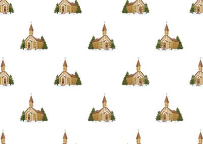 Christmas Snowy Church Backing Paper