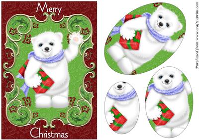 Polar Bear with Gift Oval Pyramid