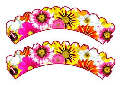 Cupcake Wrappers Colourful Flowers
