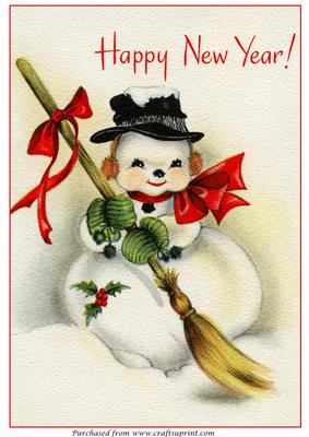 Christmas Snowman with Broom A4