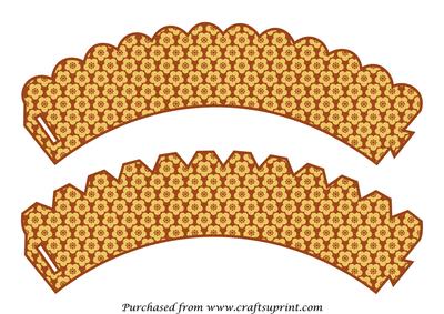 Cupcake Wrappers Floral Brown Orange