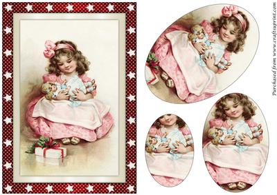 Christmas Girl with Doll Oval Pyramid