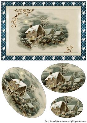Victorian Christmas Scene Oval Pyramid