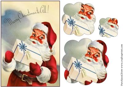 Santa Claus with Gift Scalloped Pyramid