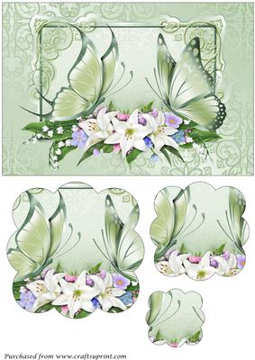 Butterflies and Flowers Scalloped Pyramid