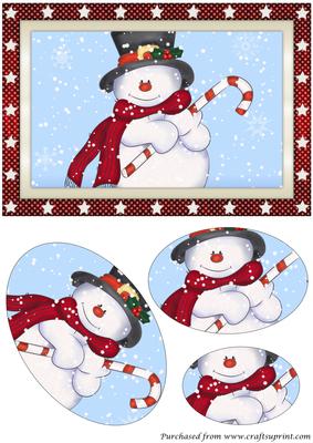 Christmas Snowman with Candycane Oval Pyramid
