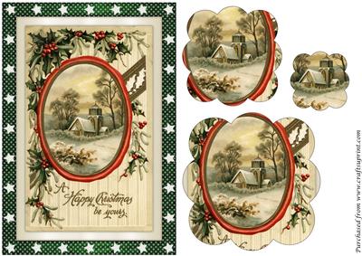 Christmas Scene Scalloped Pyramid	