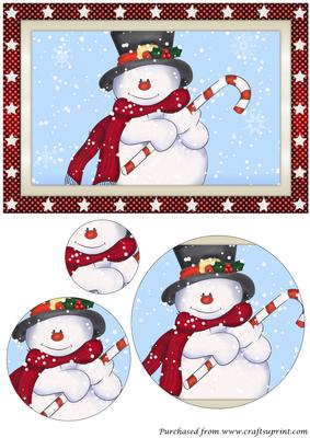 Christmas Snowman with Candycane Circle Pyramid