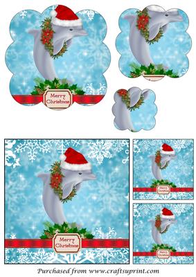 Santa Dolphin with Wreath Scalloped Pyramid
