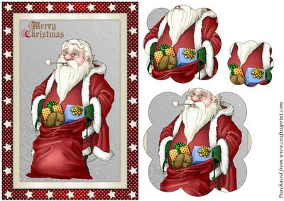 Santa and His Bag Scalloped Pyramid
