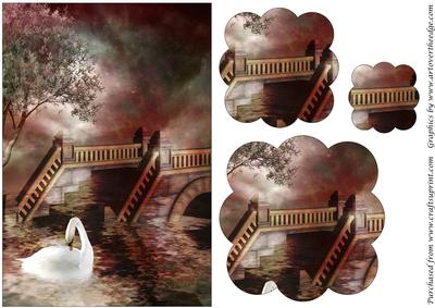Swan Fantasy Scalloped Pyramid