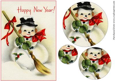 Christmas Snowman with Broom Circle Pyramid