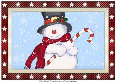 Christmas Snowman with Candycane A4