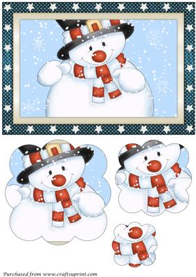 Cute Christmas Snowman Scalloped Pyramid