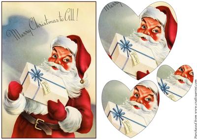Santa Claus with Gift Heart Shaped Pyramid