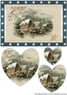 Victorian Christmas Scene Heart Shaped Pyramid