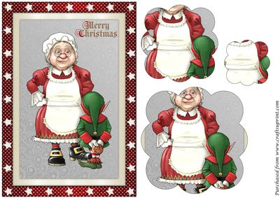 Mrs Claus and Elf Scalloped Pyramid