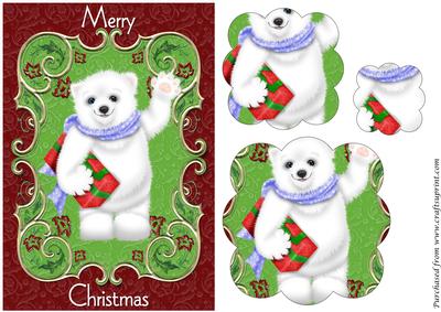 Polar Bear with Gift Scalloped Pyramid