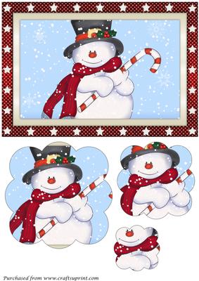 Christmas Snowman with Candycane Scalloped Pyramid