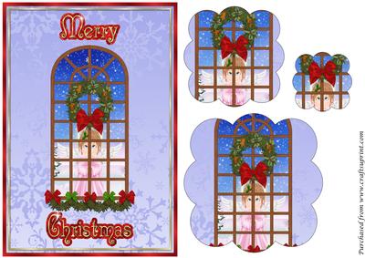 Christmas Window with Angel Scalloped Pyramid