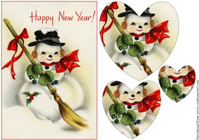 Christmas Snowman with Broom Heart Shaped Pyramid