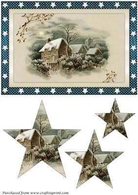 Victorian Christmas Scene Star Pyramid