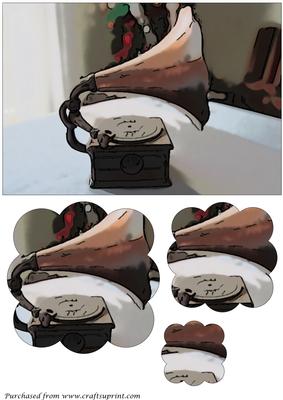 Vintage Gramophone Scalloped Pyramid