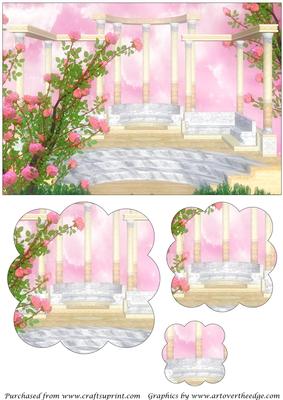 Pink Roses and Temple Scalloped Pyramid
