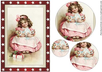 Christmas Girl with Doll Circle Pyramid